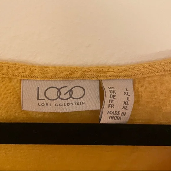 Logo by Lori Goldstein mustard, yellow 100% cotton burnout, tank top size large - Picture 7 of 9